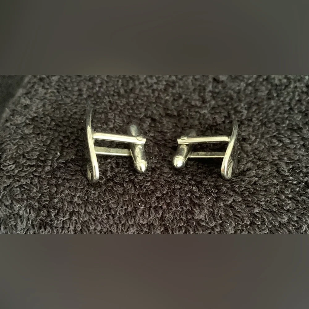 Vintage Oval Swank Sliver-Toned Cufflinks
